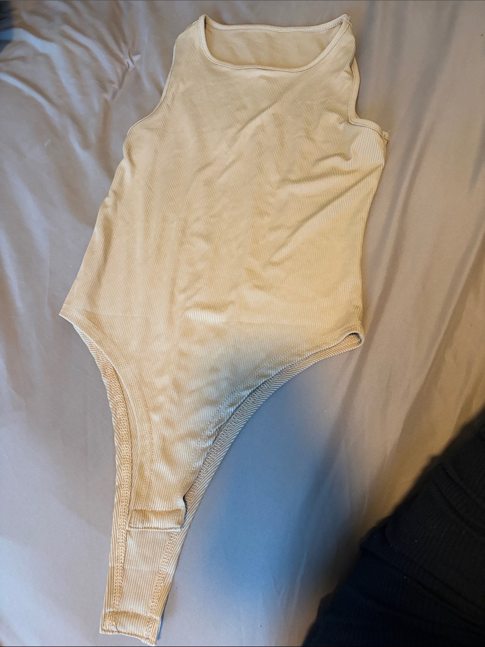 Cream Ribbed One-Piece Bodysuit